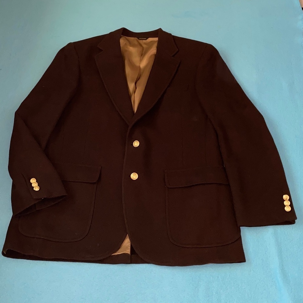 PATRICK JAMES wool sport coat jacket vintage 1960’’s rich brown gold buttons 42R